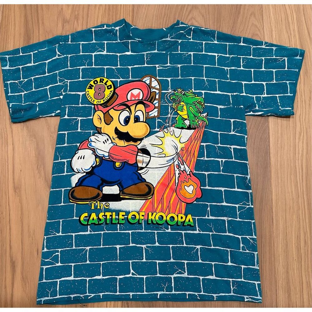 Vintage 1990 Super Mario Bros. T-Shirt youth L Multicolor Graphic Print Unisex